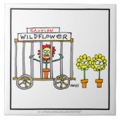 花おもしろい花マンガのキッチンタイル タイル (正面)