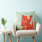 花およびかわいいキツネの子供 クッション (椅子)