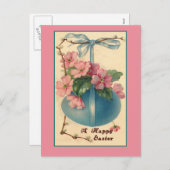花およびイースターエッグのヴィンテージのイースターカード シーズンポストカード (正面/裏面)
