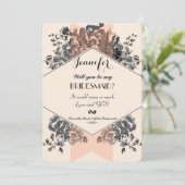 花およびストライプなモモのヴィンテージ 招待状 (スタンド正面)