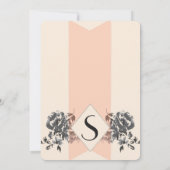 花およびストライプなモモのヴィンテージ 招待状 (裏面)