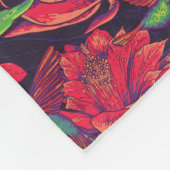 花およびハチドリ フリースブランケット (角)