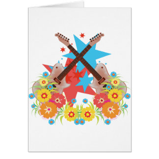 花およびピンクのギター