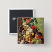 花およびフルーツが付いている静物画 缶バッジ (正面&裏面)