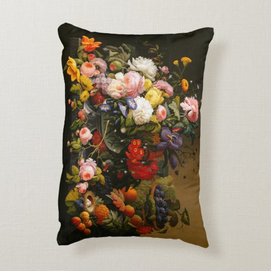 花およびフルーツのアクセントの枕 アクセントクッション (裏面(縦))