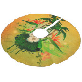 花およびヤシの木との熱帯デザイン フェイクリネンツリースカート (アングル)