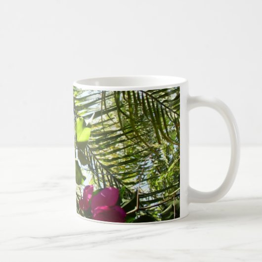 花およびヤシの木 コーヒーマグカップ (右)