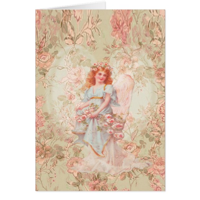 花および天使のヴィンテージのコラージュ (正面)