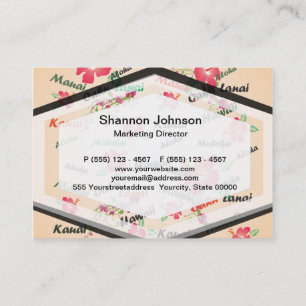 花および島の名前のハワイのアロハプリント 名刺