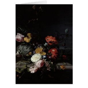 花および昆虫が付いている静物画