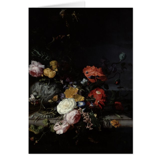 花および昆虫が付いている静物画 (正面)