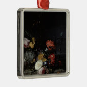 花および昆虫が付いている静物画 メタルオーナメント (右)
