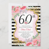 花および紙吹雪との年齢のピンクそして金ゴールド 招待状 (正面)