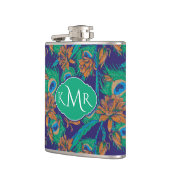 花および羽|のモノグラム フラスク (左)