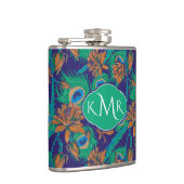花および羽|のモノグラム フラスク (右)