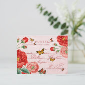 花および蝶が付いている美しい郵便はがき ポストカード (スタンド正面)