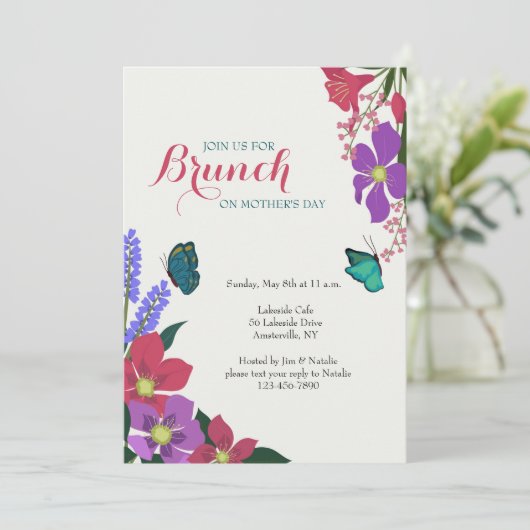 花および蝶招待状 招待状 (スタンド正面)