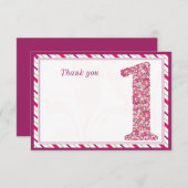 花および蝶最初誕生日は感謝していしています サンキューカード (正面/裏面)