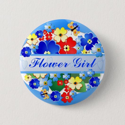 花および蝶~のフラワー・ガールボタン 缶バッジ (正面)