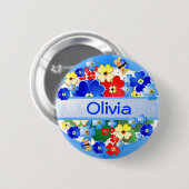 花および蝶~の名前ボタン 缶バッジ (正面&裏面)