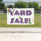 花および蝶-ヤードセールの印の旗 横断幕 (インサイチュ)