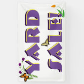 花および蝶-ヤードセールの印の旗 横断幕 (縦)