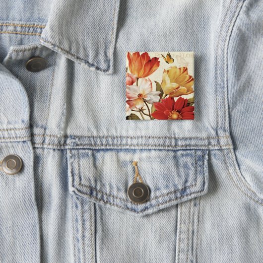 花および蝶 缶バッジ (インサイチュ)