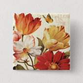 花および蝶 缶バッジ (正面)