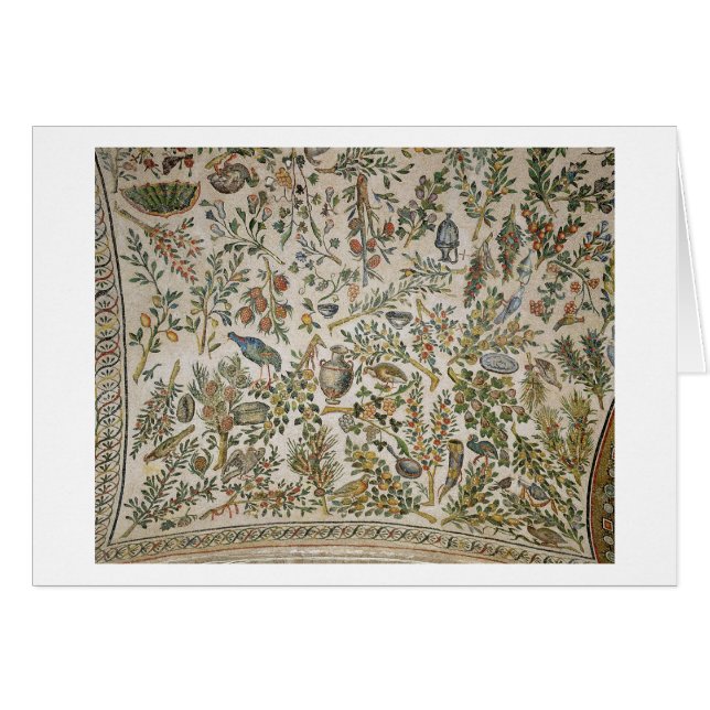 花および鳥(モザイク)が付いている天井の装飾 (正面横)