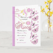 花およびButterfliの姪の母の日カード カード (黄色い花)