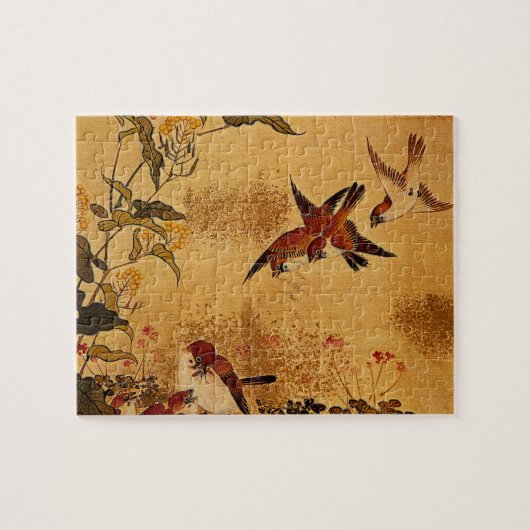 花およびSparrows_The東洋 ジグソーパズル (横)