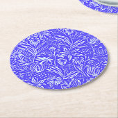 花お気に入りの柄ペリウィンクルブルー ラウンドペーパーコースター (アングル)