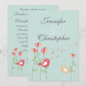 花お洒落で鳥を歌う 招待状 (正面/裏面)