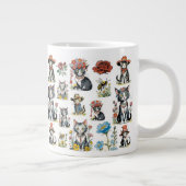 花お洒落とハチの帽子をかぶった猫 ジャンボコーヒーマグカップ (右)