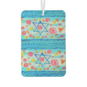 花お洒落とハートのあるイスラエル国旗 カーエアーフレッシュナー (裏面)