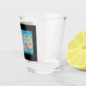 花お洒落とハートのあるイスラエル国旗 ショットグラス (右)