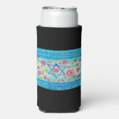 花お洒落とハートのあるイスラエル国旗 スリム缶クーラー (Seltzer裏面)