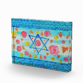 花お洒落とハートのあるイスラエル国旗 フォトブロック (右)