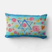 花お洒落とハートのあるイスラエル国旗 ランバークッション (裏面)