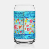 花お洒落とハートを持つイスラエル国旗のガラス ガラス缶 (左)