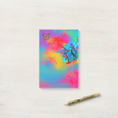 花お洒落と蝶ピンクブルーイエロー ポストイット (デスク上)