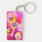 花お洒落と蝶ピンク黄色の紫 キーホルダー (裏面)