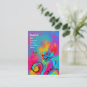 花お洒落と蝶ブルーピンク黄色 名刺 (スタンド正面)