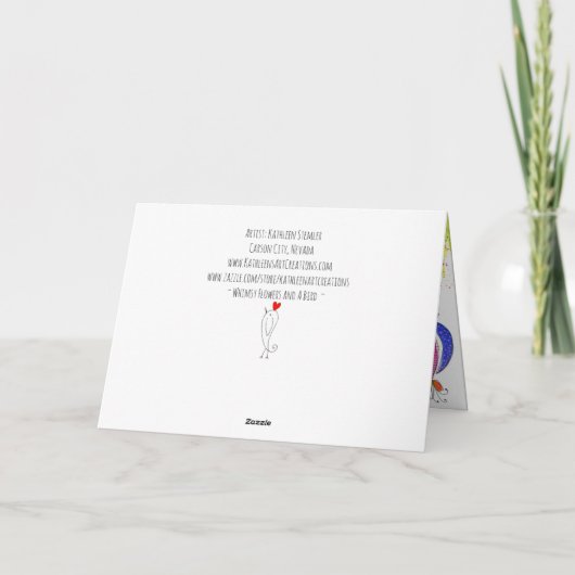 花お洒落と鳥の挨拶状 カード (裏面)