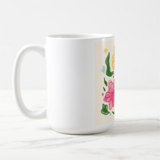 花お洒落のイラストレーション – 手描き コーヒーマグカップ (左)