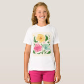 花お洒落のイラストレーション – 手描き Tシャツ (正面フル)