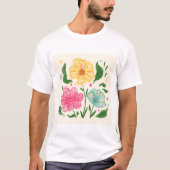 花お洒落のイラストレーション – 手描き Tシャツ (正面)