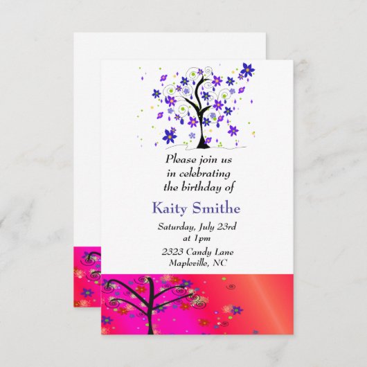 花お洒落の多い木 招待状 (正面/裏面)