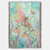花お洒落の妖精ファンタジー スローブランケット (正面縦)