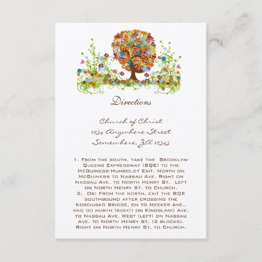 花お洒落の木の結婚方向札 エンクロージャーカード (正面)
